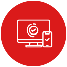 Red and white icon referencing device compatibility.